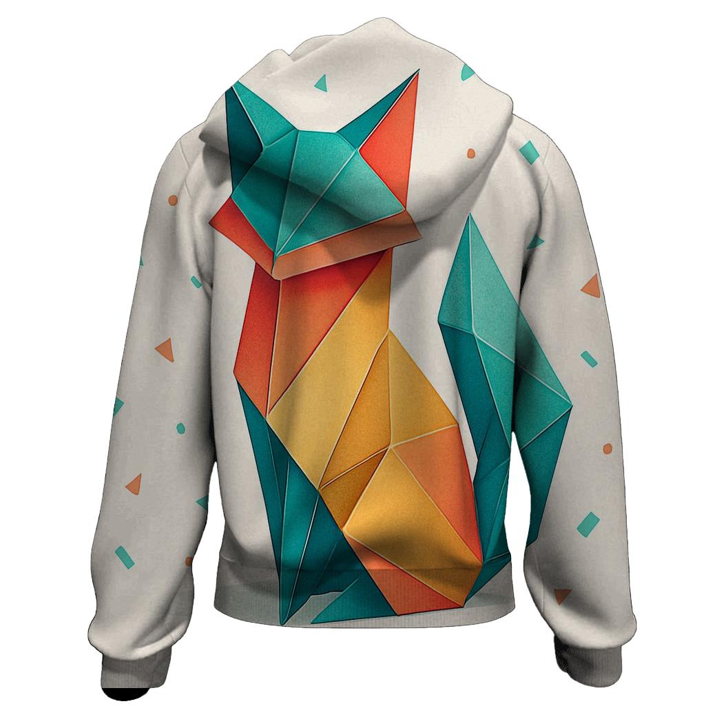Chromatic Origami Fox embroidered hoodies