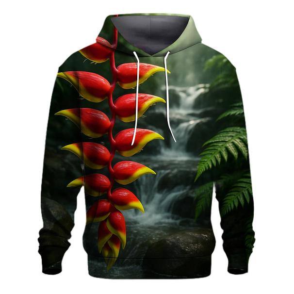 Subtropical Heliconia Waterfall Edge graphic hoodies