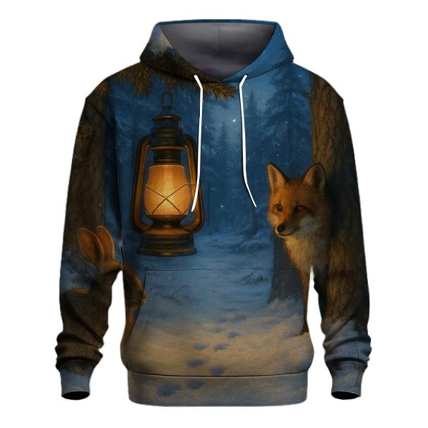 Lantern In Snowy Forest Clearing custom hoodies