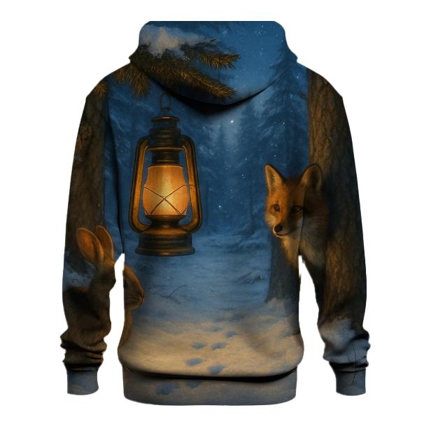 Lantern In Snowy Forest Clearing custom hoodies