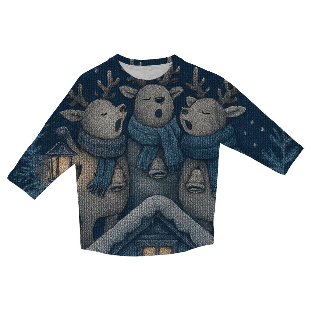Starlit Reindeer Carolers designer 3/4 sleeve blouses
