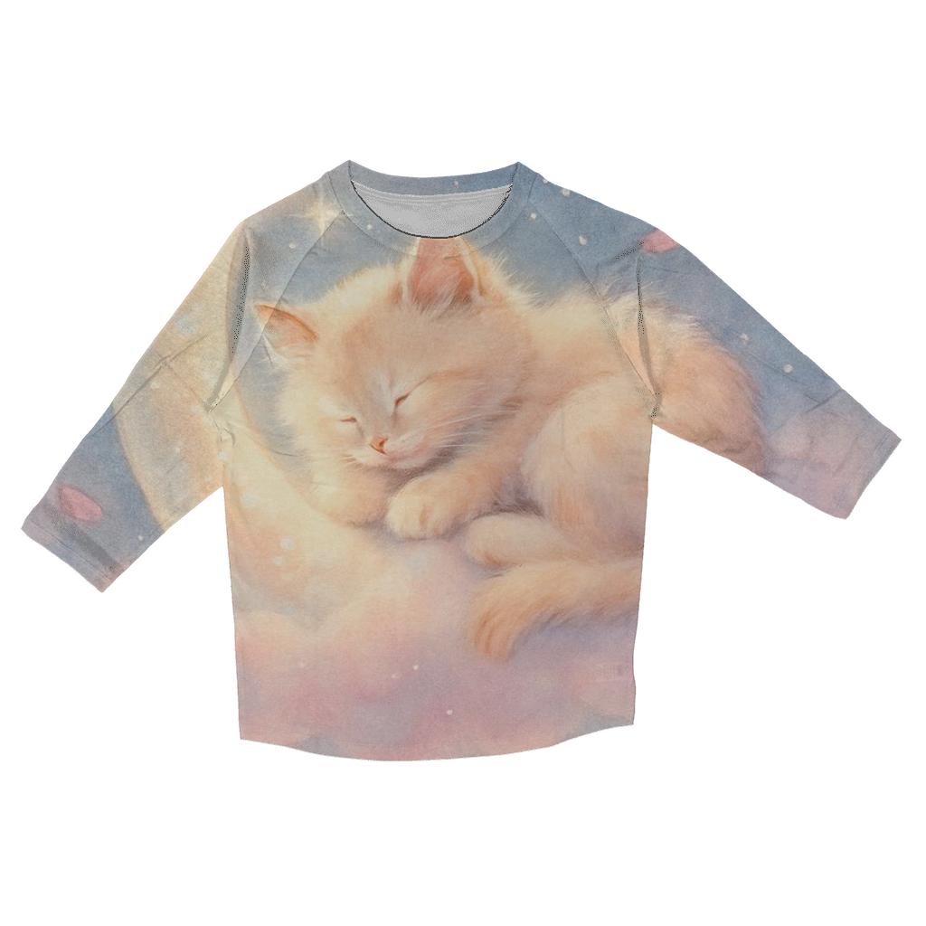 Moonlight Cloud Kitten printed three quarter sleeve shirts