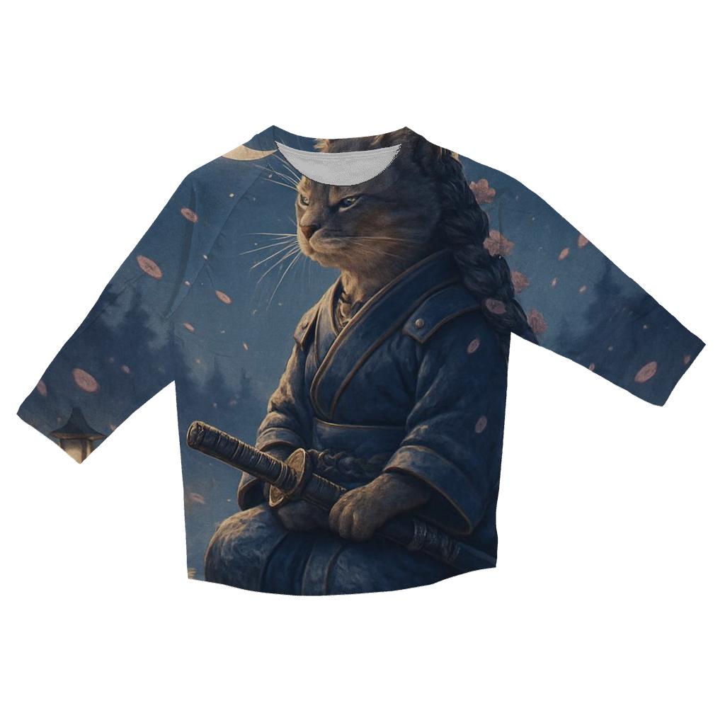 Starlit Samurai Cat personalized 3/4 sleeve tees