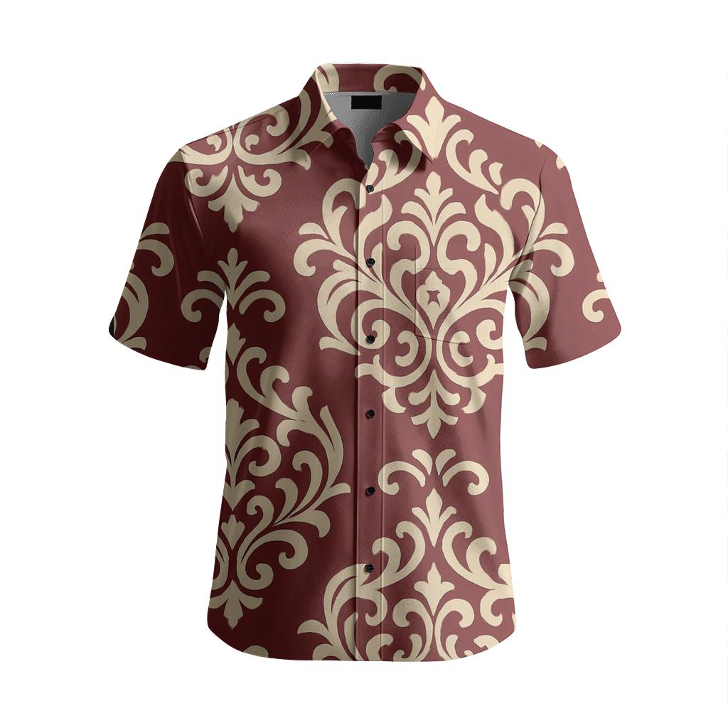Damask Panel Elegance embroidered logo shirts