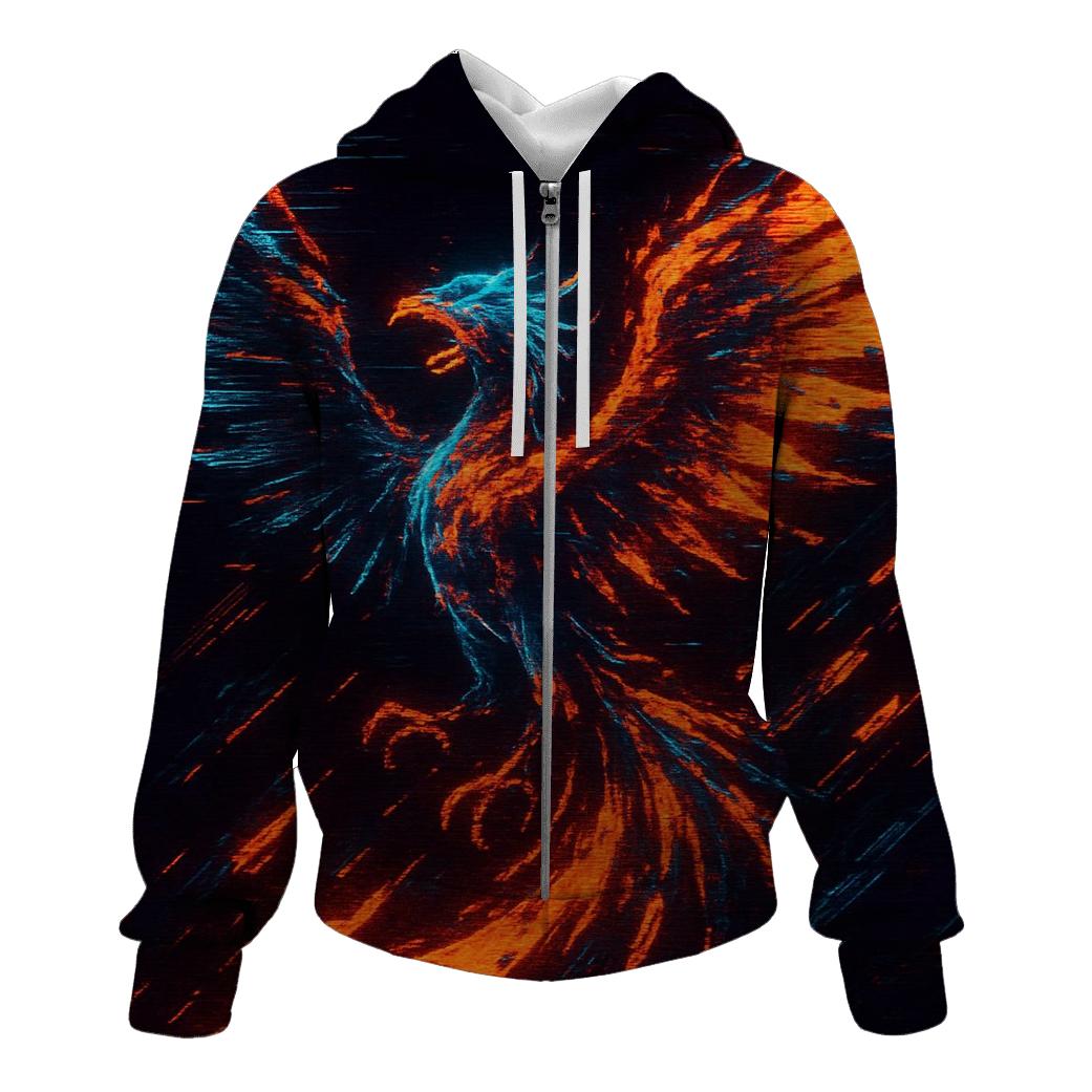 Arcade Glitch Phoenix designer hoodies