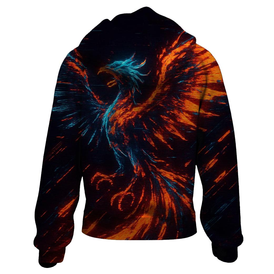 Arcade Glitch Phoenix designer hoodies