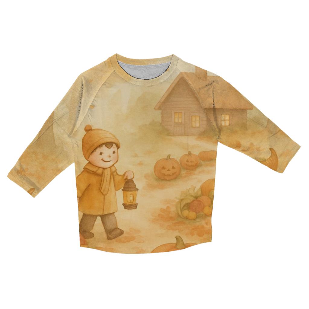 Pumpkin Lantern Path stylish quarter sleeve tops