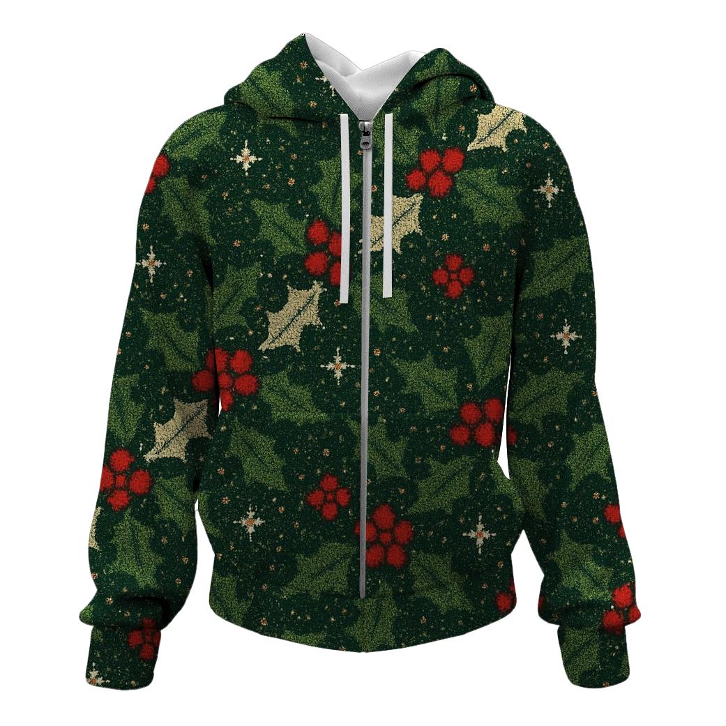 Holly Berry Dot Matrix Design printed hoodies
