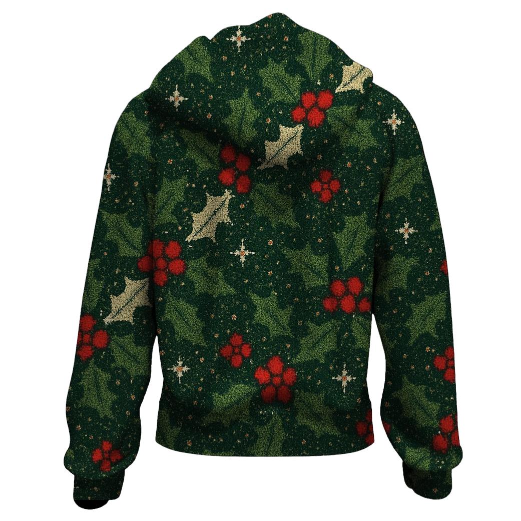 Holly Berry Dot Matrix Design printed hoodies