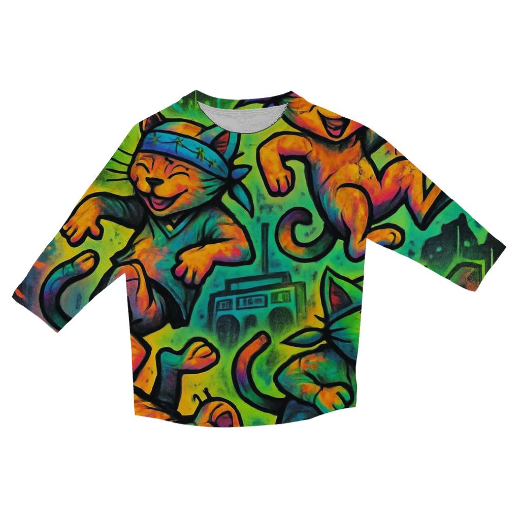 Graffiti Block Party Cats custom 3/4 sleeve shirts