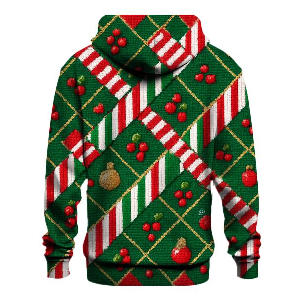 Candy Cane Plaid Weave Design embroidered hoodies