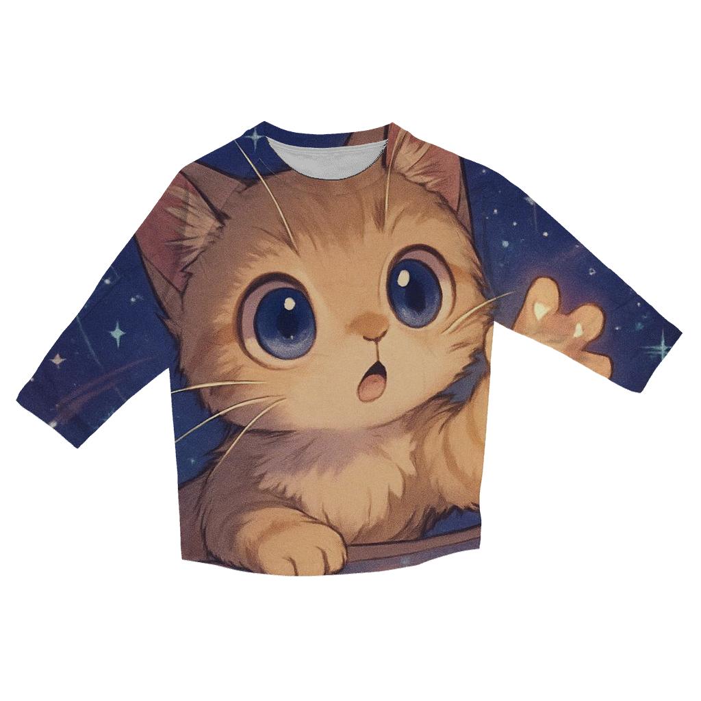 Constellation Curiosity Cat cotton quarter sleeve shirts