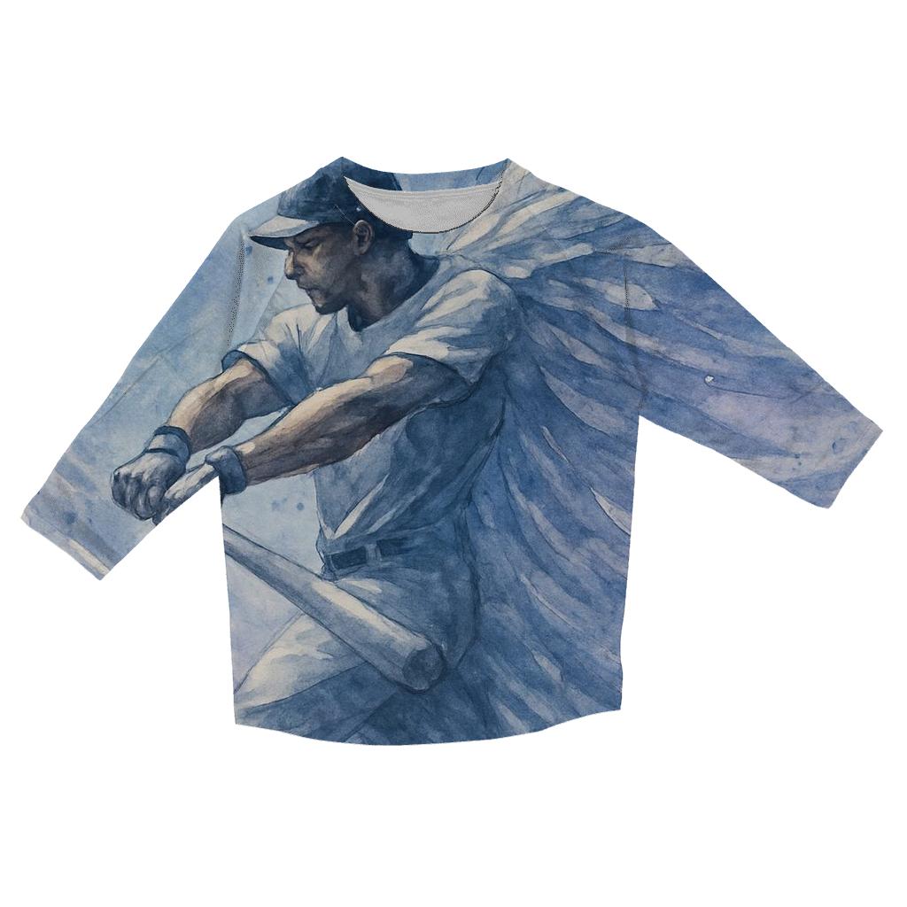 Blue Jays Feathered Batter Mid Swing trendy 3/4 sleeve tops