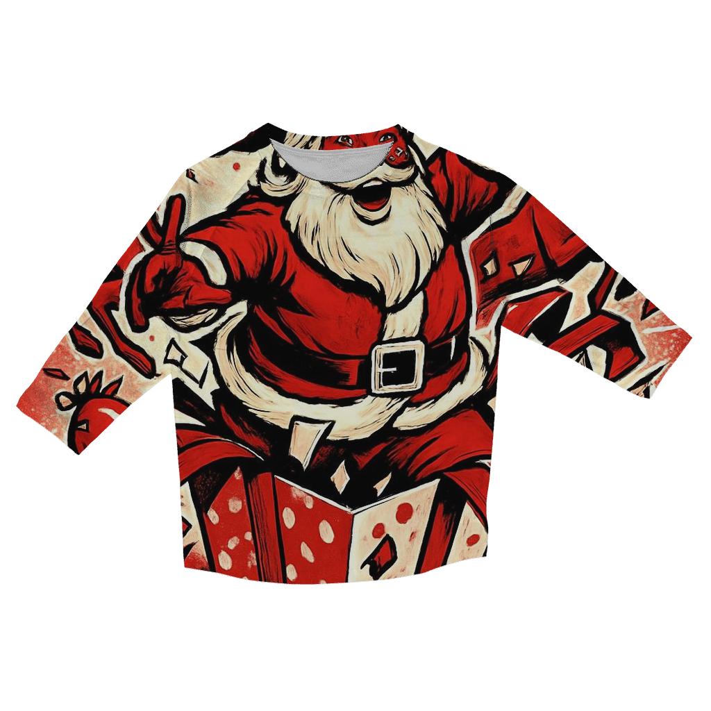 Retro Comic Rampage Santa custom 3/4 sleeve shirts