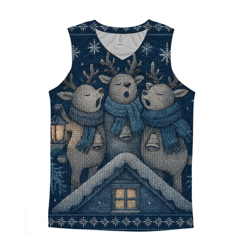 Starlit Reindeer Carolers cotton sleeveless tops