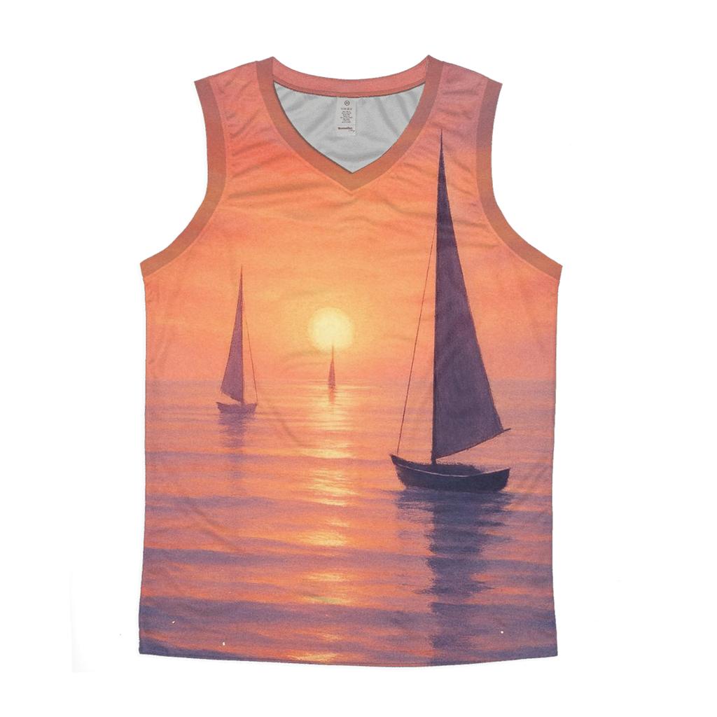 Crimson Harbor Dusk designer workout tanks