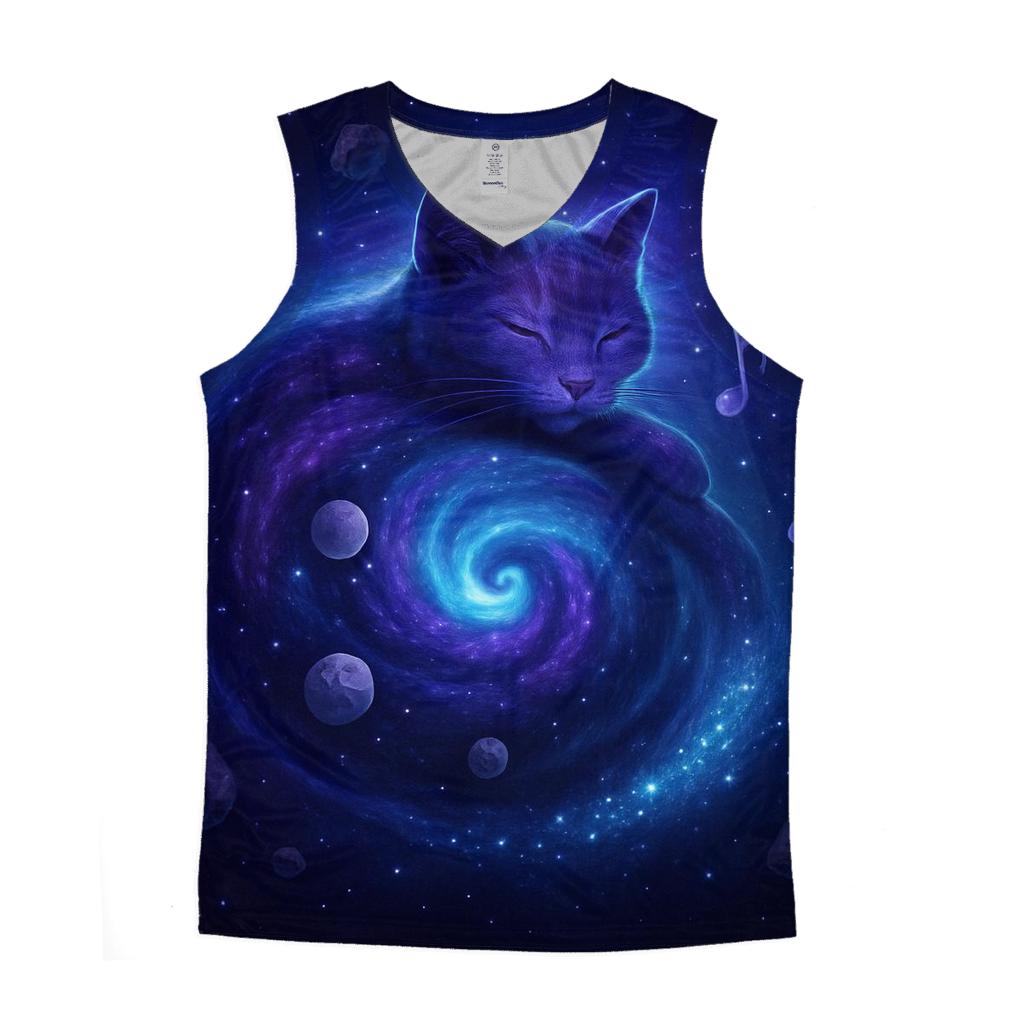 Cosmic Nebula Kitty cotton sleeveless tops