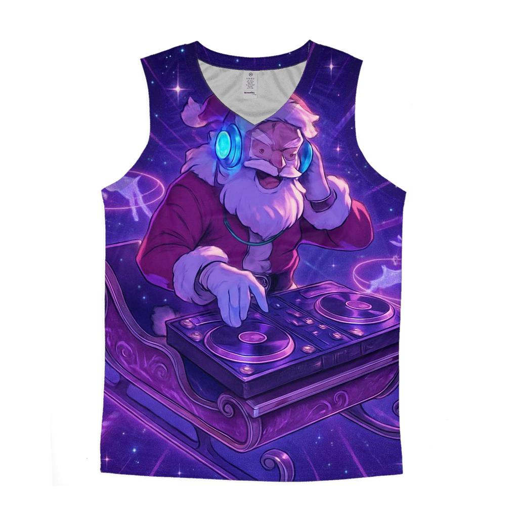 Galactic DJ Santa graphic print tank tops