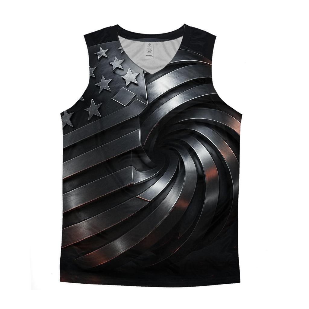 Metallic Stripes Engine casual summer tank tops