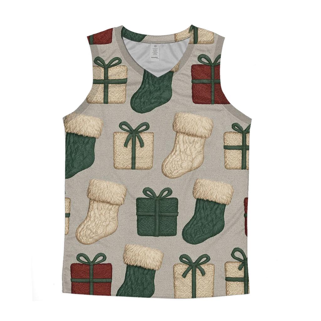 Christmas Stocking Alternating Motif On Light Gray Background designer workout tanks