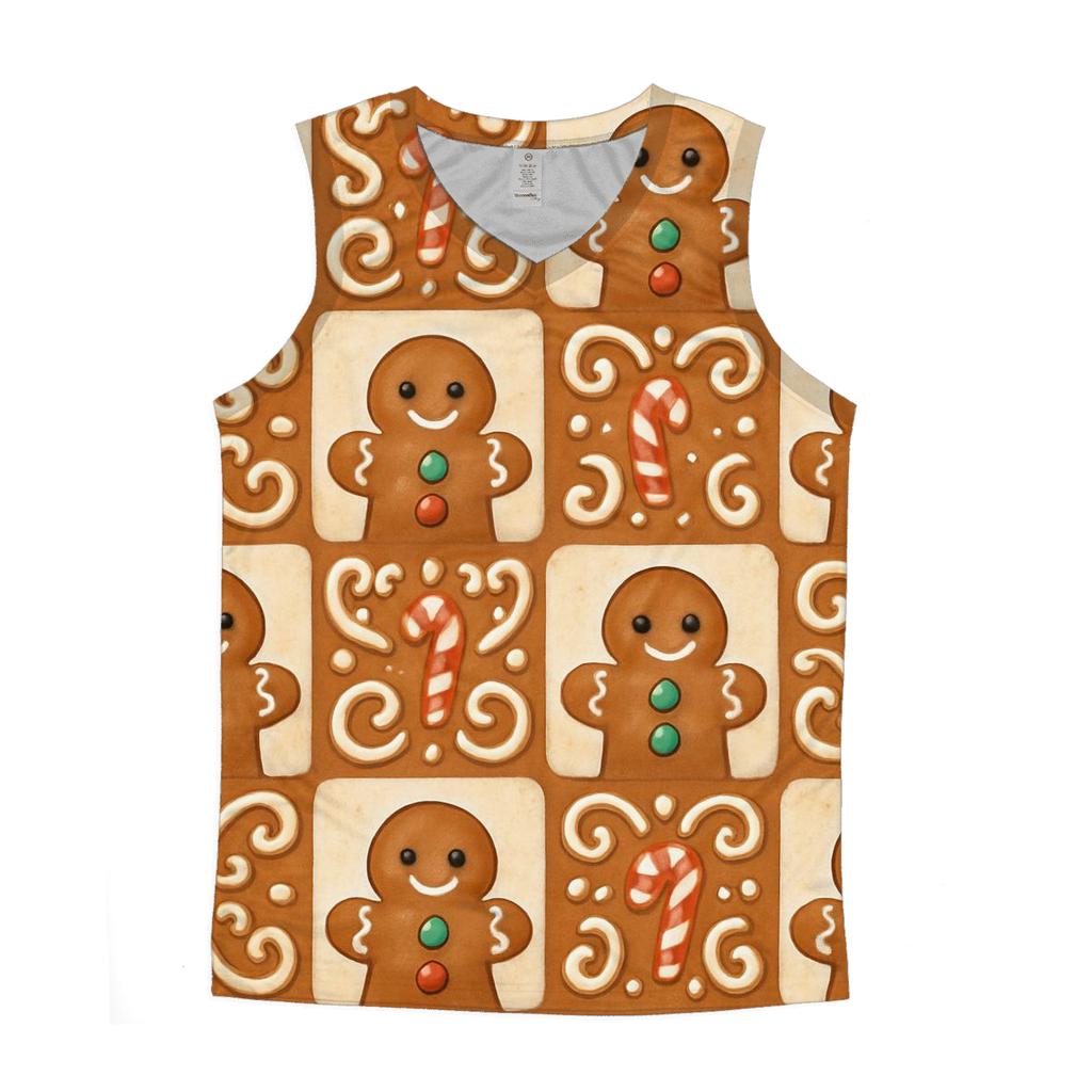 Gingerbread Man Tile On Cream Background cotton sleeveless tops