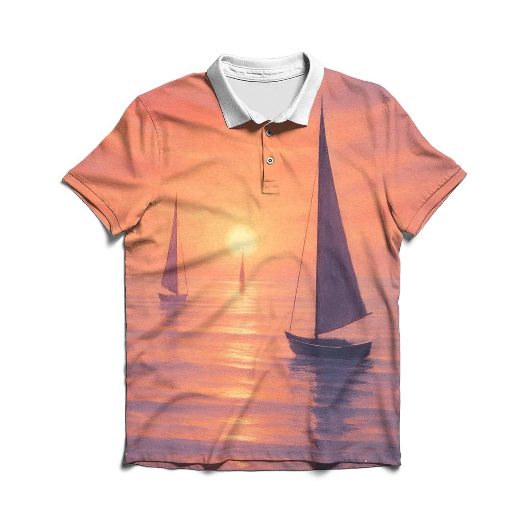 Crimson Harbor Dusk classic pique polos