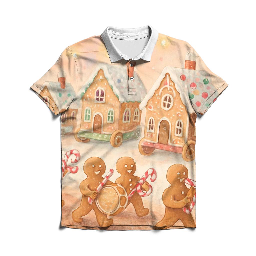 Gingerbread Village Parade stylish collar polo tees