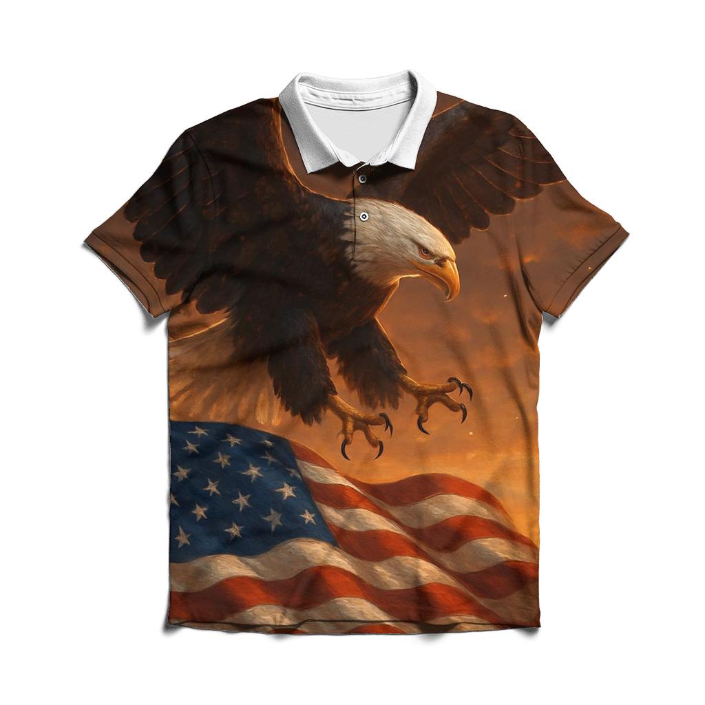 Eagle Over Rising Banner designer slim fit polos