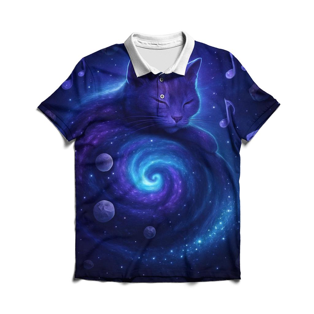 Cosmic Nebula Kitty stylish collar polo tees