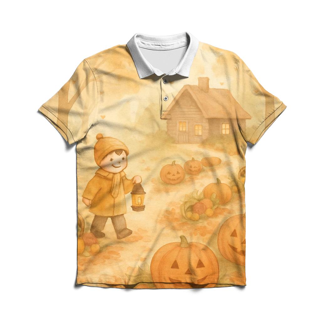 Pumpkin Lantern Path casual sports polo shirts
