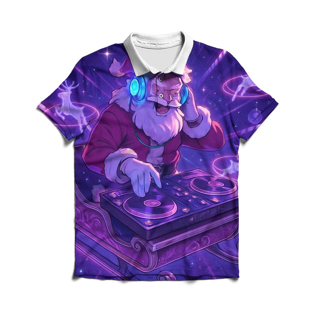Galactic DJ Santa designer slim fit polos