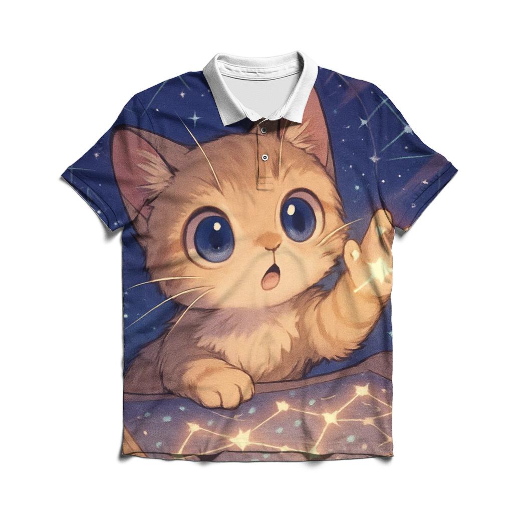 Constellation Curiosity Cat branded logo polo shirts