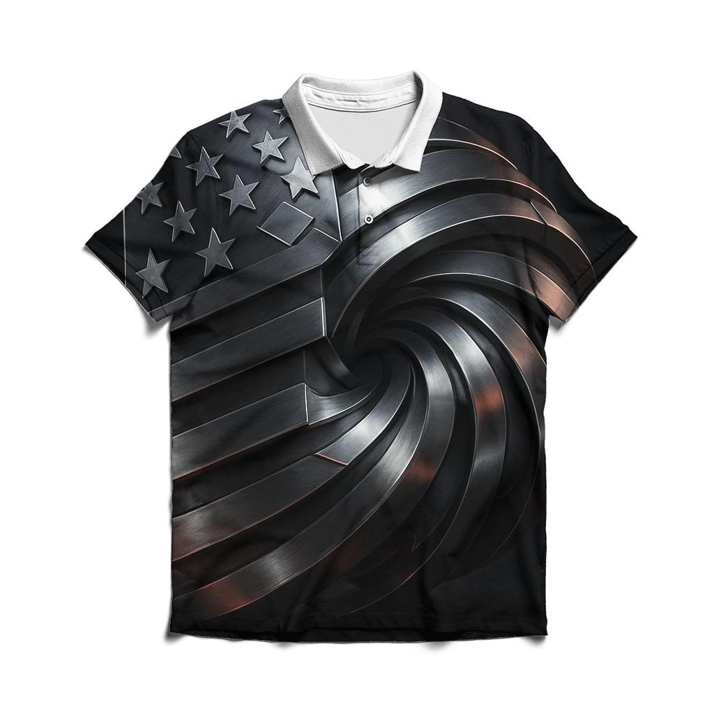 Metallic Stripes Engine branded logo polo shirts