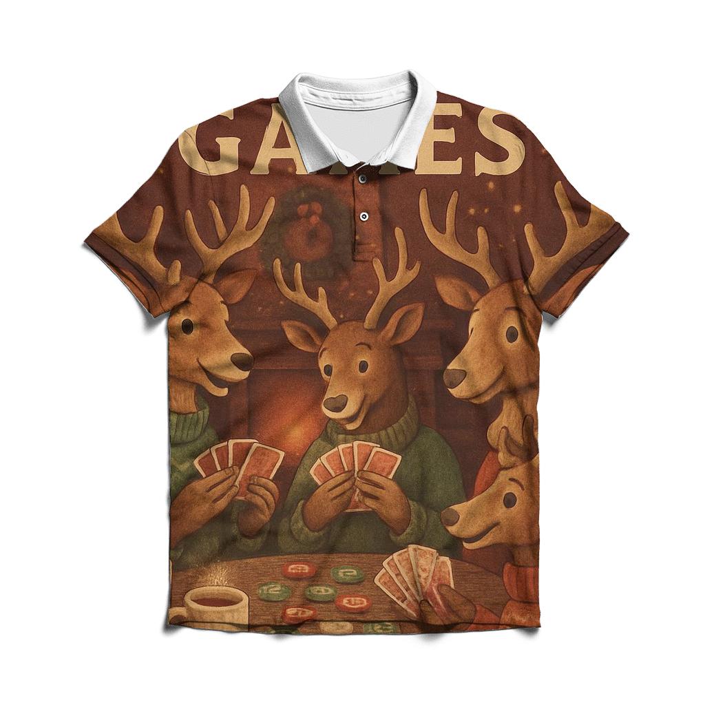 Reindeer Poker Night stylish collar polo tees