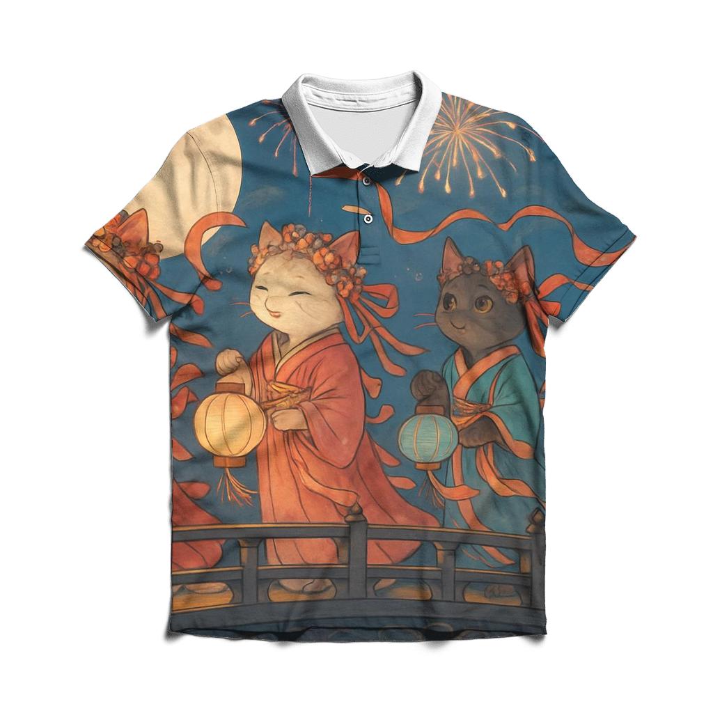 Lunar Festival Cat Parade custom polo shirts