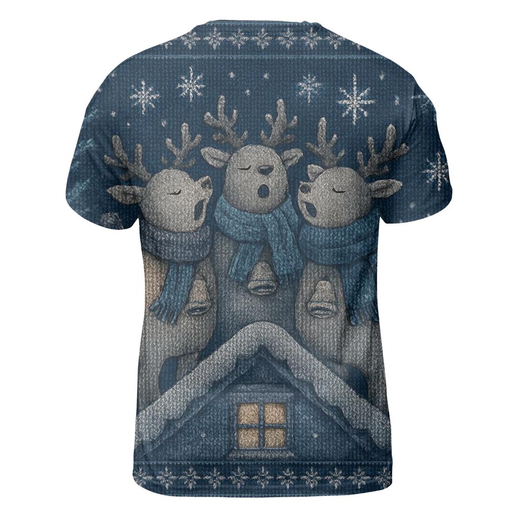 Starlit Reindeer Carolers creative print fashion shirts