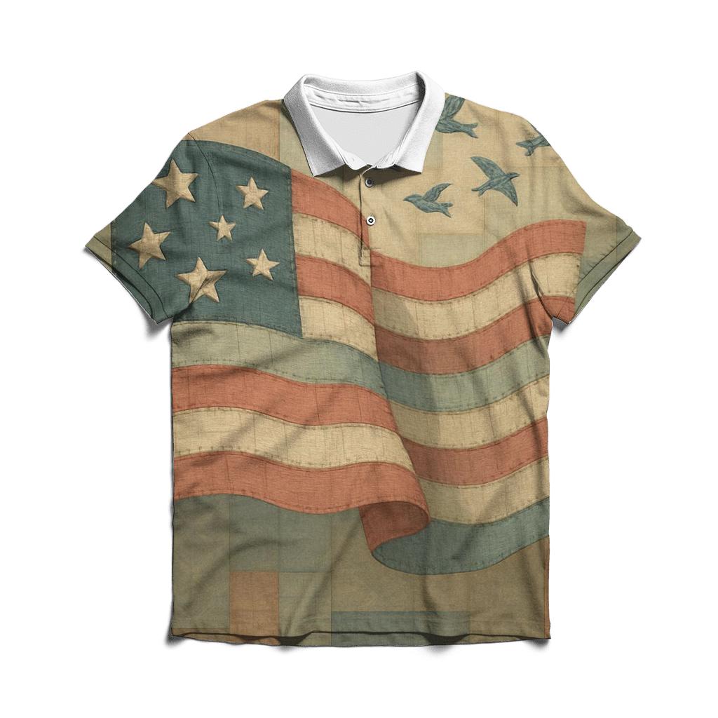 Abstract Patchwork Republic custom polo shirts