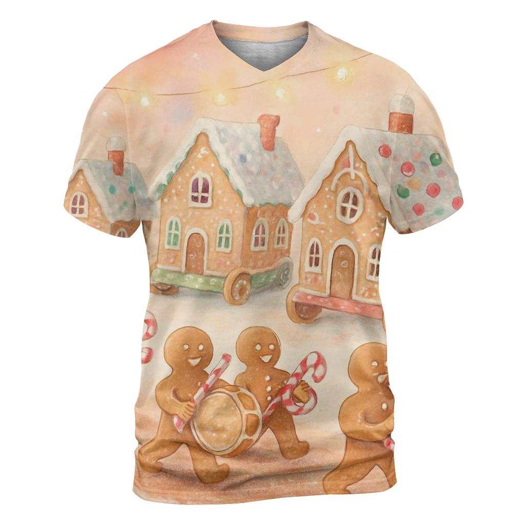 Gingerbread Village Parade designer pattern shirts