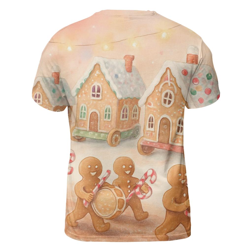 Gingerbread Village Parade designer pattern shirts