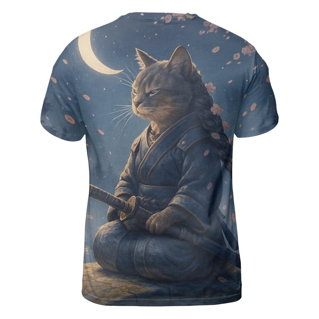 Starlit Samurai Cat unique graphic print tees
