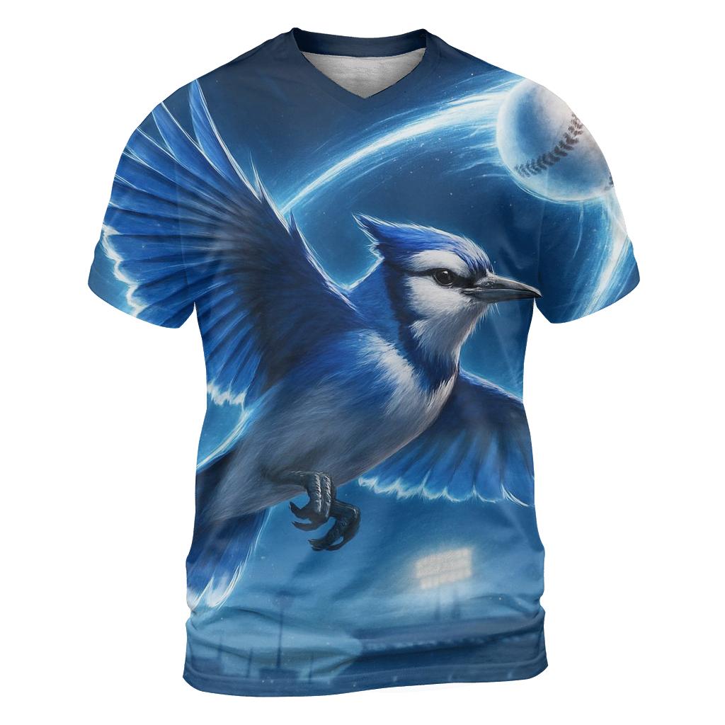 Blue Jays Flight Trail artistic all-over print tops