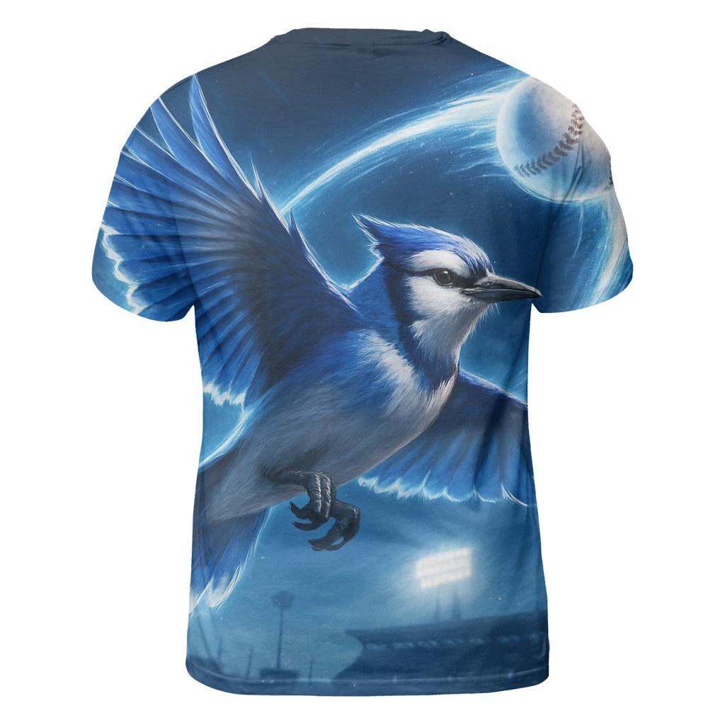 Blue Jays Flight Trail artistic all-over print tops