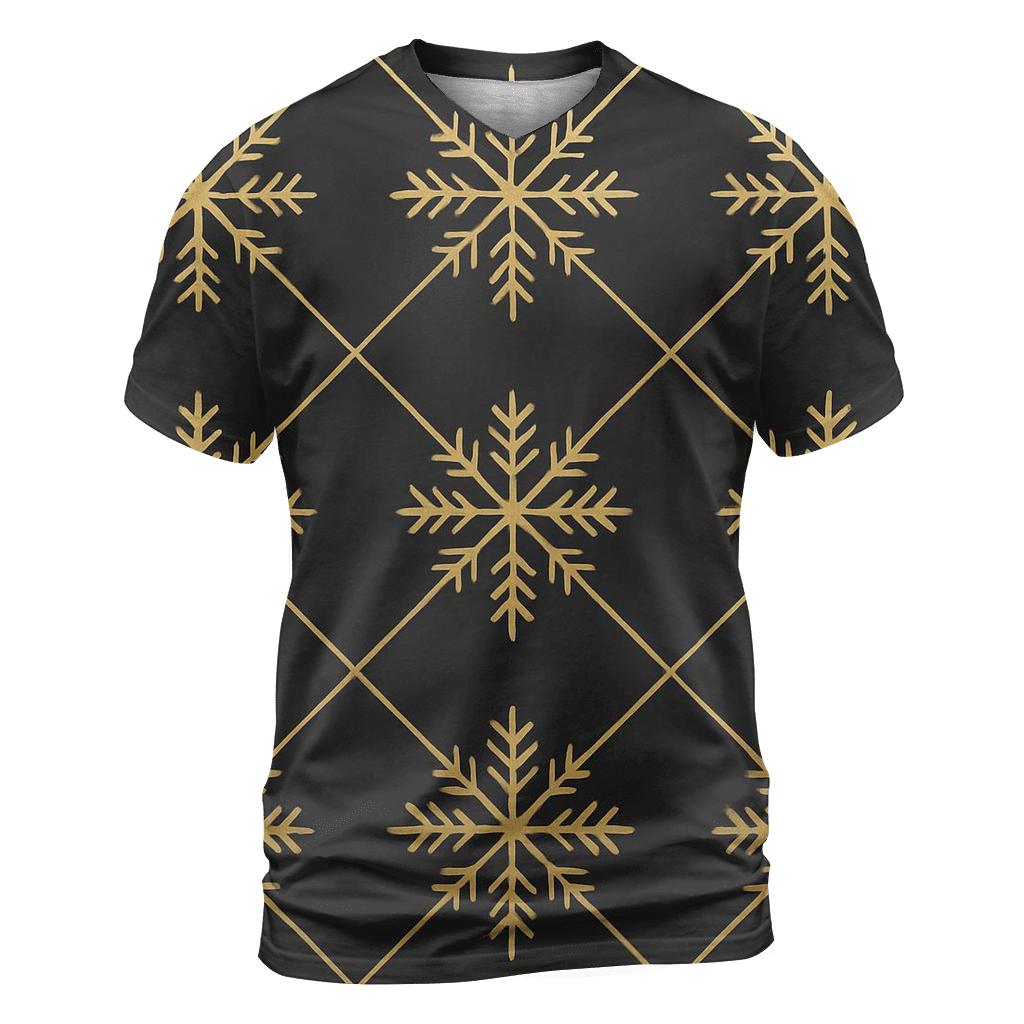 Gold Snowflake Lattice On Black Background statement graphic shirts