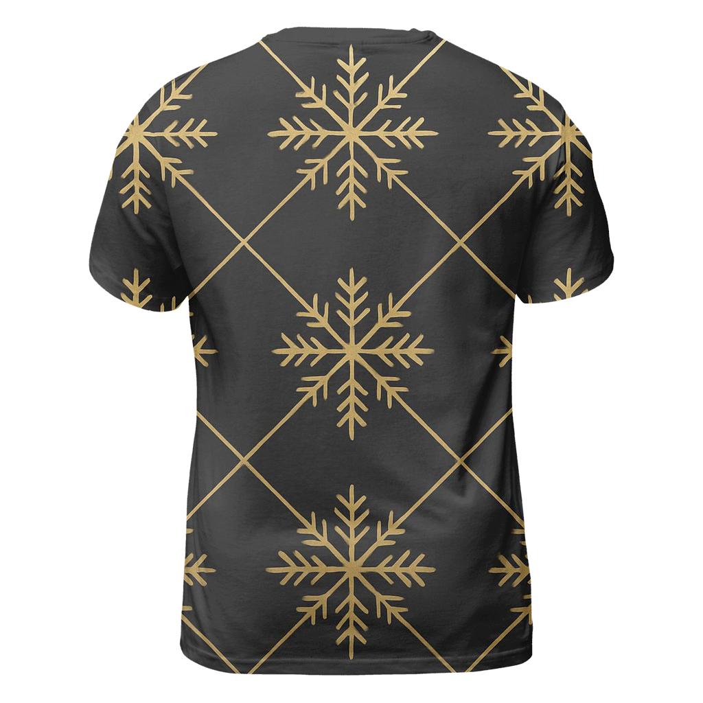 Gold Snowflake Lattice On Black Background statement graphic shirts
