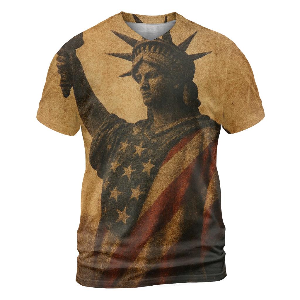 Vintage Liberty Wave artistic all-over print tops