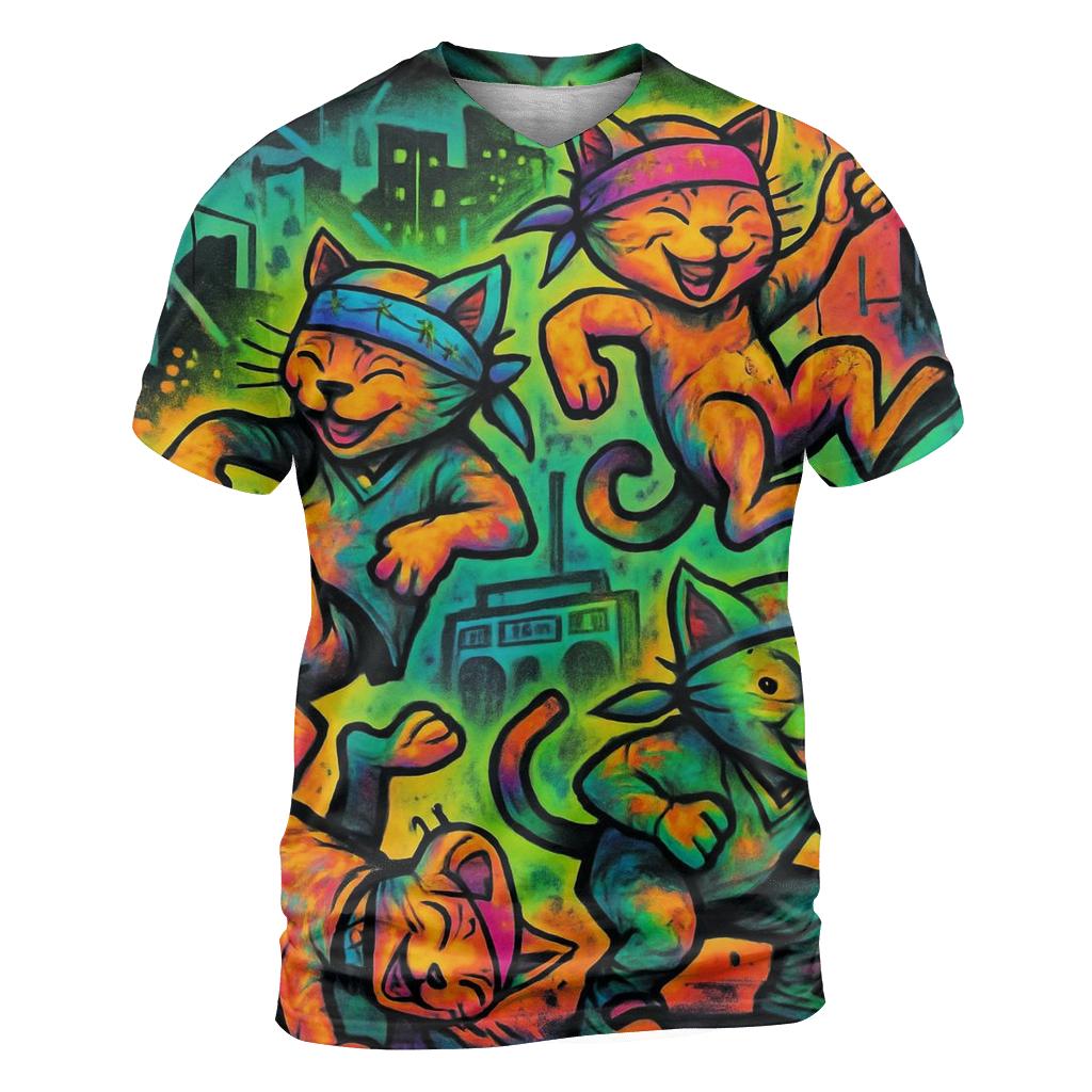 Graffiti Block Party Cats statement graphic shirts