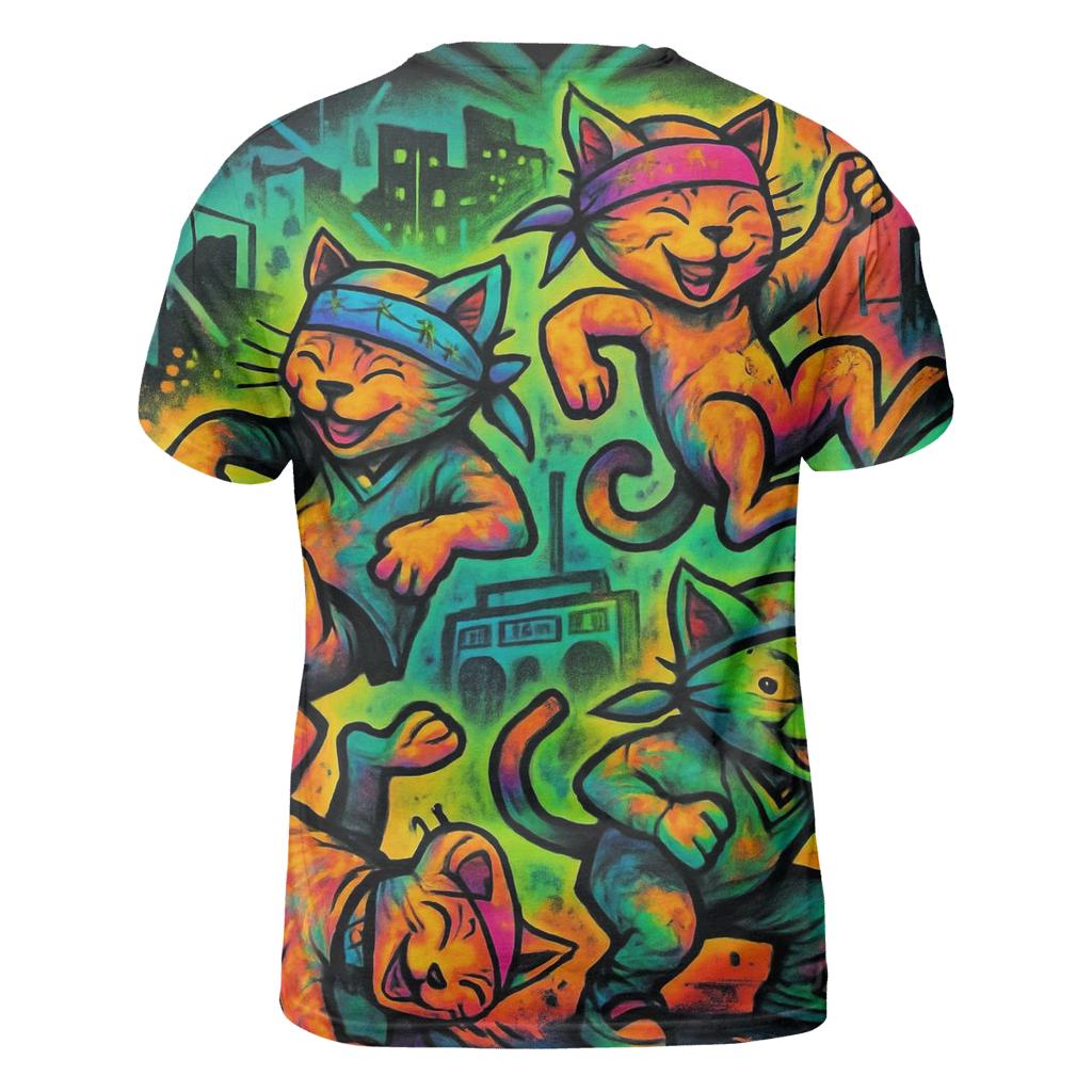 Graffiti Block Party Cats statement graphic shirts