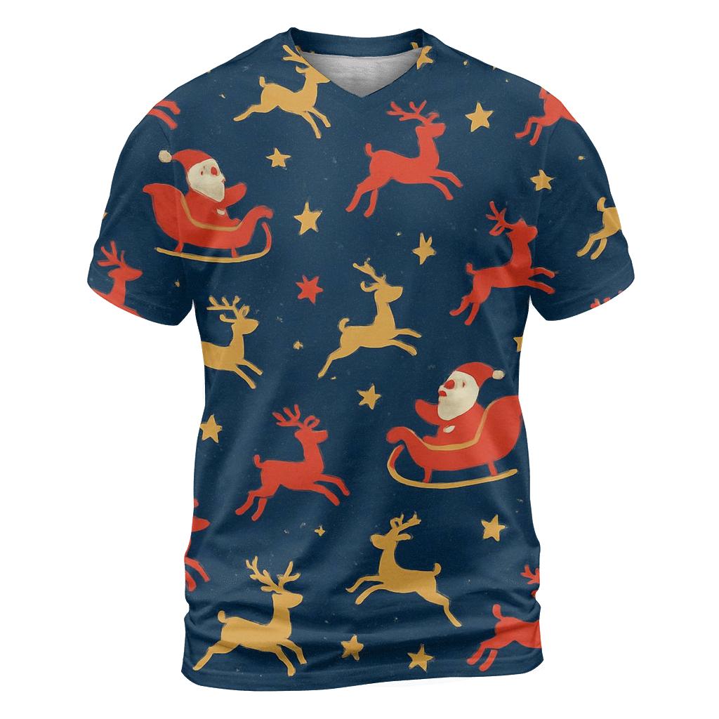 Santa Silhouette Scatter On Navy Blue Background statement graphic shirts