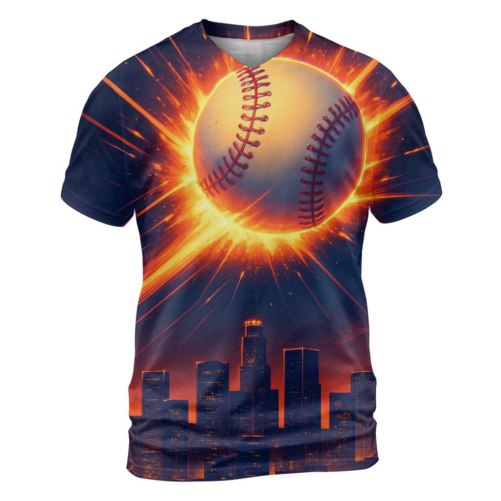 Skyline Fastball Burst creative print fashion shirts