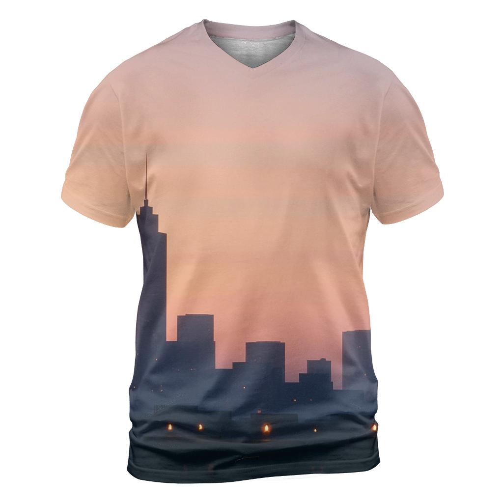Lantern Skyline Golden Hour creative print fashion shirts